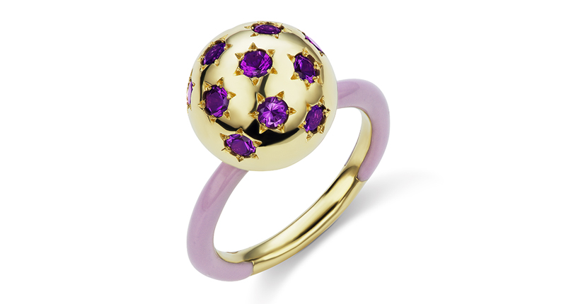 Sarah Hendler’s Ethel ball ring with amethyst and ballet slipper enamel in 18-karat yellow gold ($3,675) Sarah Hendler’s Ethel ball ring with amethyst and ballet slipper enamel in 18-karat yellow gold ($3,675)