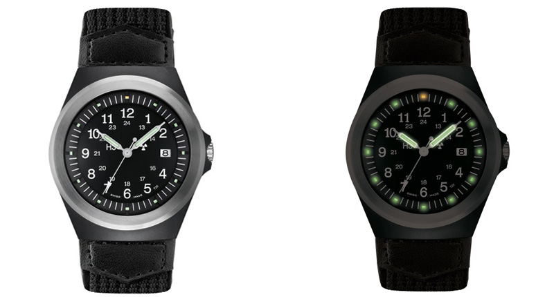 One of Traser’s more popular models is the P5900 Type 3. It’s a 37 mm watch that’s technically a men’s model but can be worn by anyone. It’s powered by a Swiss quartz movement and is shown here in both day and night vision ($195). One of Traser’s more popular models is the P5900 Type 3. It’s a 37 mm watch that’s technically a men’s model but can be worn by anyone. It’s powered by a Swiss quartz movement and is shown here in both day and night vision ($195).