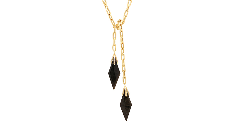 A 14-karat yellow gold, black obsidian and diamond claw wrap necklace from Rock and Gems Jewelry ($5,080) A 14-karat yellow gold, black obsidian and diamond claw wrap necklace from Rock and Gems Jewelry ($5,080)