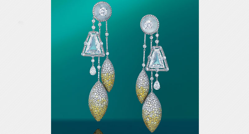 These ear pendants from Wallace Chan feature a 3.13-carat and 2.88-carat tapered baguette cut diamond. They could go for as much as $150,000. These ear pendants from Wallace Chan feature a 3.13-carat and 2.88-carat tapered baguette cut diamond. They could go for as much as $150,000.