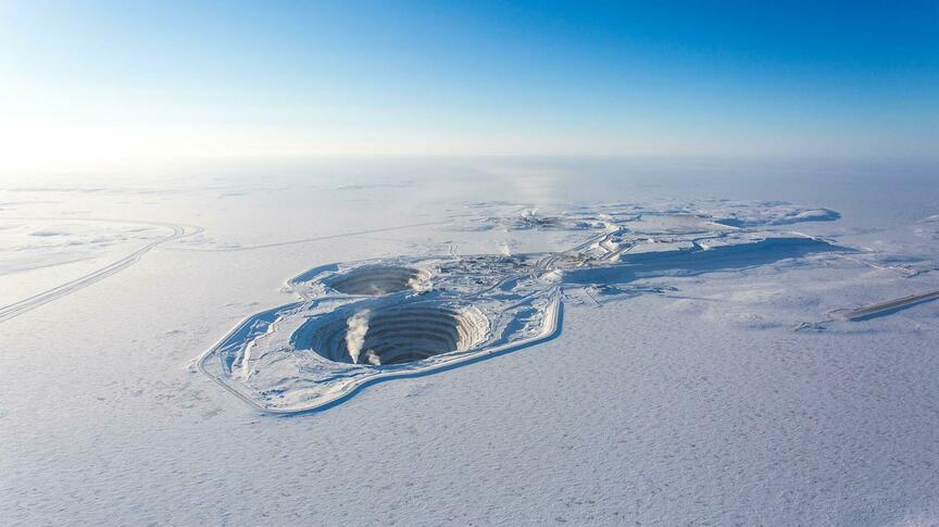 Aerial shot of the Diavik Diamond Mine in Canada’s Northwest Territories 