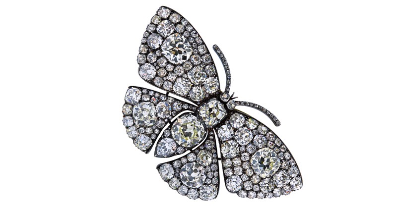 Butterfly Brooch, European, ca. 1875. Diamonds (approximately 75 carats), silver and gold.