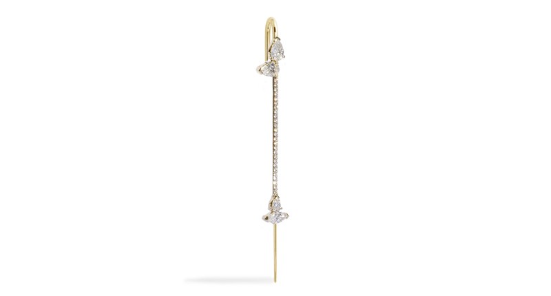 <p><a href="https://www.katkimfinejewelry.com" target="_blank" rel="noopener">KatKim</a> diamond and 18-karat yellow gold “Allora” ear pin ($5,880) </p>