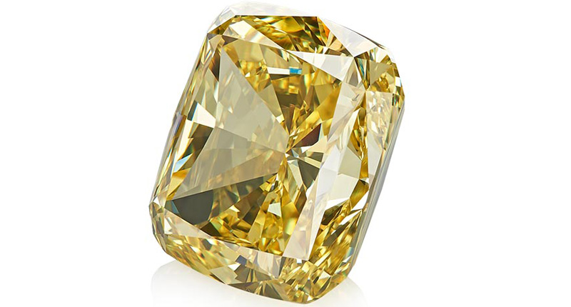 This 11.19-carat cushion-cut fancy vivid yellow diamond is also part of the sale.