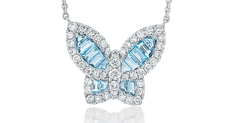 <p><a href="https://www.nicolerosejewelry.com" target="_blank" rel="noopener">Nicole Rose</a> aquamarine and diamond butterfly pendant set in 18-karat white gold ($2,150) </p>