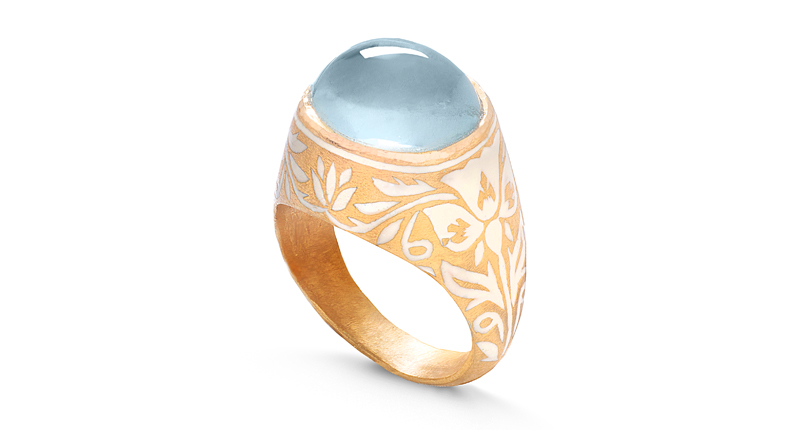 <p><a href="https://www.sanjaykasliwal.com" target="_blank" rel="noopener">Sanjay Kasliwal</a> 22-karat gold Raj ring with aquamarine ($5,000) </p> <p><a href="https://www.sanjaykasliwal.com" target="_blank" rel="noopener">Sanjay Kasliwal</a> 22-karat gold Raj ring with aquamarine ($5,000) </p>