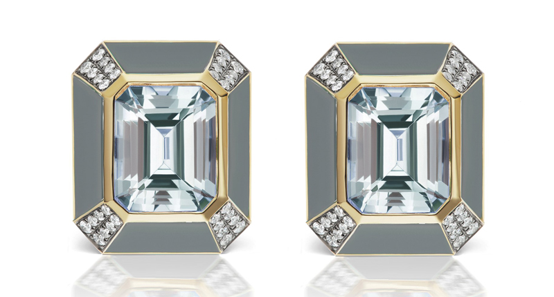 <p><a href="https://www.sorellinanyc.com" target="_blank" rel="noopener">Sorellina</a> Monroe Inlay earrings with aquamarine, grey moonstone and diamonds set in 18-karat yellow gold ($4,250) </p>