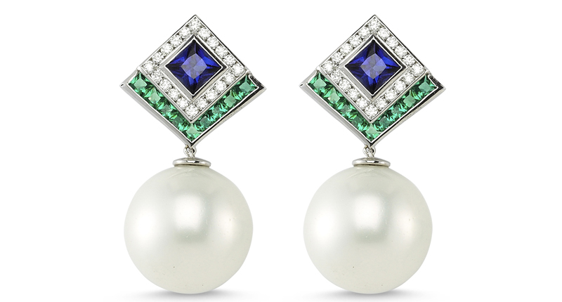 <a href="http://www.melisgoral.com" target="_blank" rel="noopener noreferrer">Melis Goral</a> Harmony Collection earrings with emerald, blue sapphire, diamond and pearl set in 18-karat white gold ($3,750) <a href="http://www.melisgoral.com" target="_blank" rel="noopener noreferrer">Melis Goral</a> Harmony Collection earrings with emerald, blue sapphire, diamond and pearl set in 18-karat white gold ($3,750)
