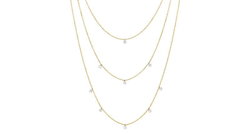 <p><a href="https://www.brevani.com" target="_blank" rel="noopener">Brevani</a> 14-karat yellow gold “Dashing Diamond Triple Necklace” ($3,900) </p>