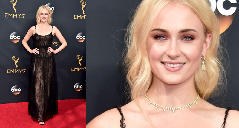 Sophie Turner in Forevermark by Pluczenik necklace and Forevermark earrings and rings