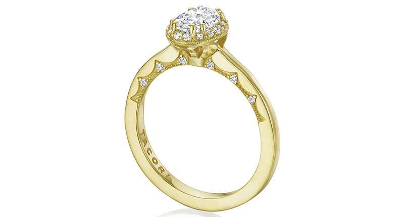 This Coastal Crescent engagement ring is made of 14-karat yellow gold and diamonds and retails for $1,890 (excluding center stone).   This Coastal Crescent engagement ring is made of 14-karat yellow gold and diamonds and retails for $1,890 (excluding center stone).