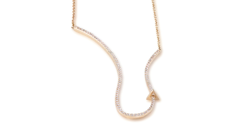 Novick’s Infinity open diamond pavé and triangle station necklace in 18-karat yellow gold with white diamonds ($3,440)