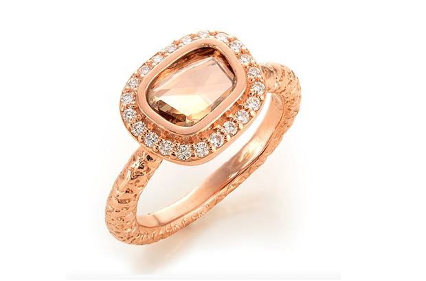 Susan Wheeler’s rose-cut diamond ring is set in a rose gold plating ($6,758). <a href="http://www.susanwheelerdesign.com/" target="_blank"><span style="color: rgb(255, 0, 0);">SusanWheelerDesign.com</span></a>