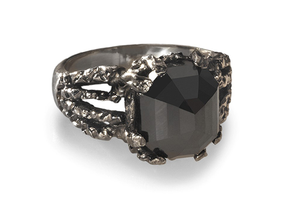 Catherine Angiel’s edgy ring is made in 14-karat white gold with 5.50 carats of black diamonds ($7,500). <a href="http://catherineangiel.com/collections/designer-diamond-rings/products/edgy-black-diamond-ring" target="_blank"><span style="color: rgb(255, 0, 0);">CatherineAngiel.com</span></a>