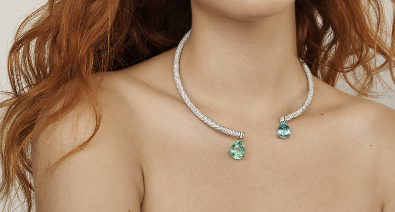 <p>“Philippa” necklace with diamonds and Paraiba tourmaline</p> <p>“Philippa” necklace with diamonds and Paraiba tourmaline</p>