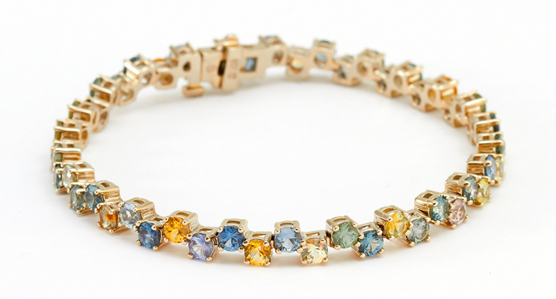 A bracelet featuring Montana sapphires from Columbia Gem House A bracelet featuring Montana sapphires from Columbia Gem House