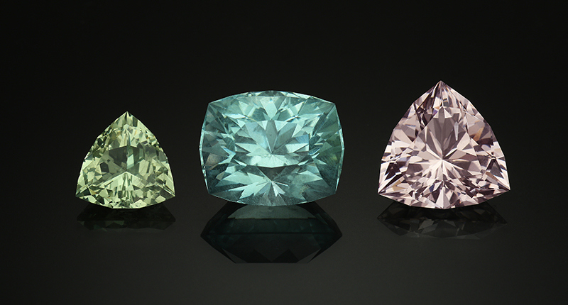 Three beryl gemstones mined in Maine (left to right: 16 carats, 59.2 carats and 35 carats) on display in the new museum in Bethel (Photo credit: MMGM/S. Vlaun) Three beryl gemstones mined in Maine (left to right: 16 carats, 59.2 carats and 35 carats) on display in the new museum in Bethel (Photo credit: MMGM/S. Vlaun)