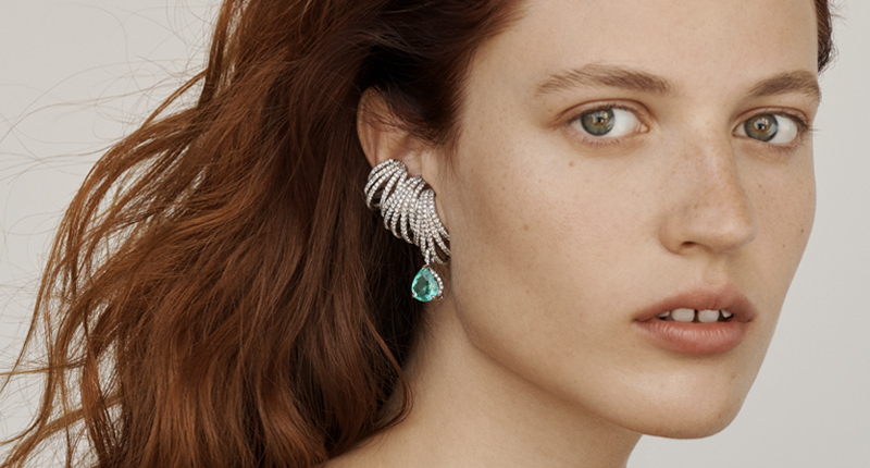 <p>The “Delphine” diamond ear cuff with the “Delphine” Paraiba tourmaline and diamond ear piece</p> <p>The “Delphine” diamond ear cuff with the “Delphine” Paraiba tourmaline and diamond ear piece</p>