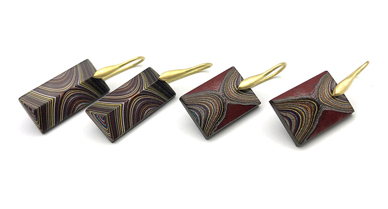 A selection of fordite earrings from Original Eve Designs