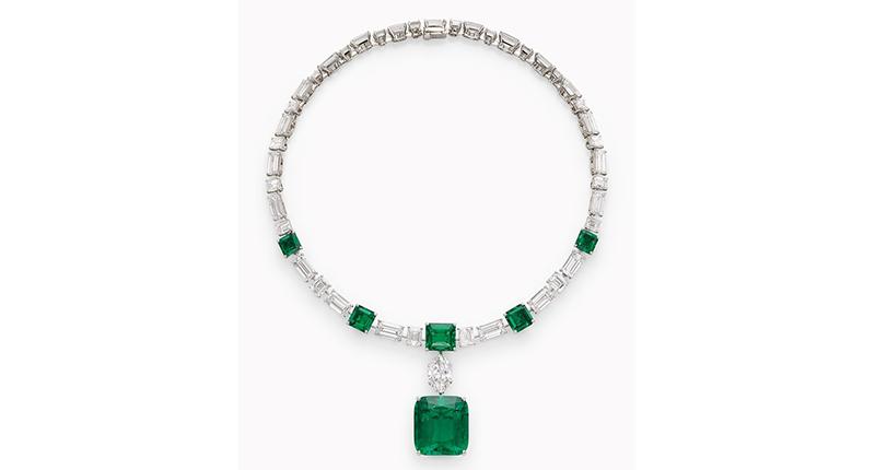 This Cartier necklace features Colombian emeralds and diamonds, with the detachable emerald pendant weighing almost 40 carats. It’s expected to sell in the range of $2.5 million and $3.5 million.