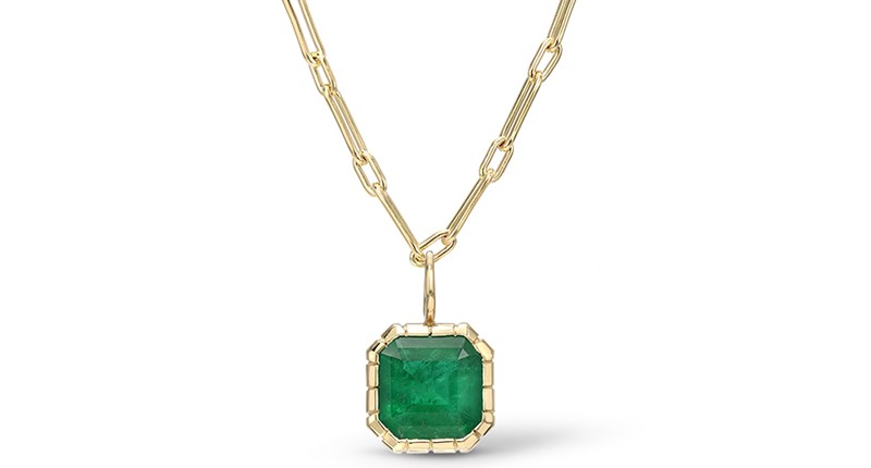 <a href="https://www.retrouvai.com" target="_blank" rel="noopener">Retrouvaí</a> emerald and 14-karat yellow gold necklace ($3,360)