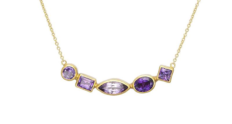 <p><a href="http://www.gurhan.com" target="_blank" rel="noopener">Gurhan</a> one-of-a-kind amethyst “Pointelle Hue” pendant in 24-karat gold featuring mixed-sized and -shaped faceted amethyst ($4,500) </p> <p><a href="http://www.gurhan.com" target="_blank" rel="noopener">Gurhan</a> one-of-a-kind amethyst “Pointelle Hue” pendant in 24-karat gold featuring mixed-sized and -shaped faceted amethyst ($4,500) </p>