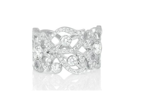 Carelle’s “Florette” diamond pavé band in 18-white gold with diamonds ($9,300) <a href="http://www.carelle.com/" target="_blank"><span style="color: rgb(255, 0, 0);">Carelle.com</span></a>