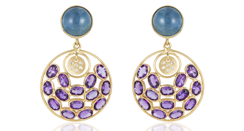 <p><a href="http://www.onirikka.com" target="_blank" rel="noopener">Onirikka</a> “Koketa” earrings in 18-karat gold with amethyst, aquamarine and diamonds ($3,350) </p> <p><a href="http://www.onirikka.com" target="_blank" rel="noopener">Onirikka</a> “Koketa” earrings in 18-karat gold with amethyst, aquamarine and diamonds ($3,350) </p>