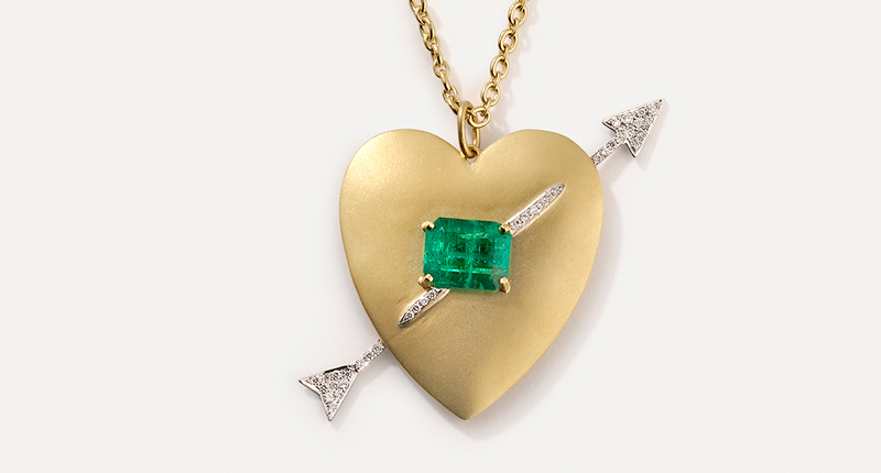 <p>Irene Neuwirth one-of-a-kind 18-karat yellow and white gold necklace with a 6.13-carat emerald and diamonds ($23,360)</p> <p>Irene Neuwirth one-of-a-kind 18-karat yellow and white gold necklace with a 6.13-carat emerald and diamonds ($23,360)</p>