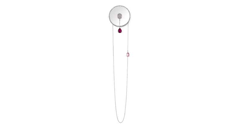 <p>Kim Mee Hye 18-karat white gold earring with pink tourmaline, ruby and diamonds ($8,237)</p> <p>Kim Mee Hye 18-karat white gold earring with pink tourmaline, ruby and diamonds ($8,237)</p>