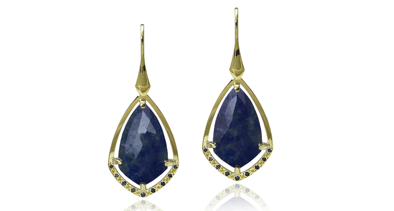 K. Mita rose-cut blue sapphire “Midnight Earrings” set in 18-karat yellow gold with blue sapphires ($1,960) <a href="http://www.k-mita.com" target="_blank">k-mita.com</a>