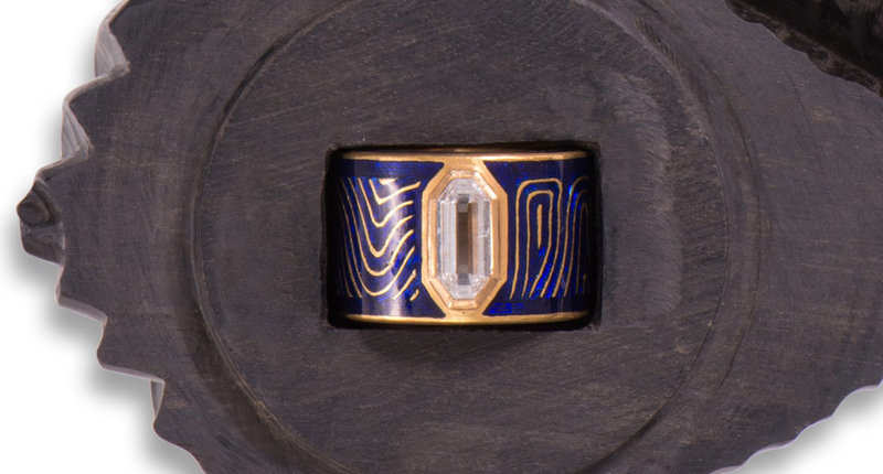 <p>Dezso by Sara Beltran 22-karat yellow gold and diamond ring with glass enamel ($26,000)</p> <p>Dezso by Sara Beltran 22-karat yellow gold and diamond ring with glass enamel ($26,000)</p>