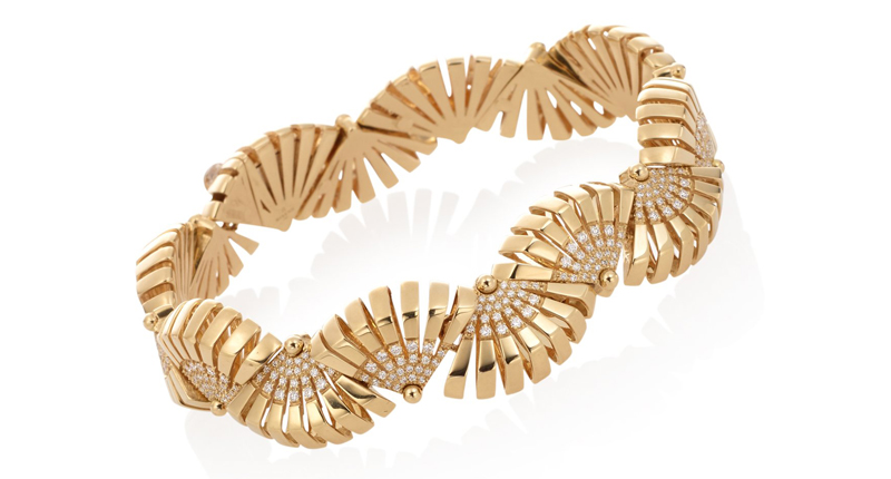 Miseno Ventaglio 18-karat yellow gold bracelet with diamonds ($14,500) <a href="http://misenousa.com/" target="_blank">misenousa.com</a>