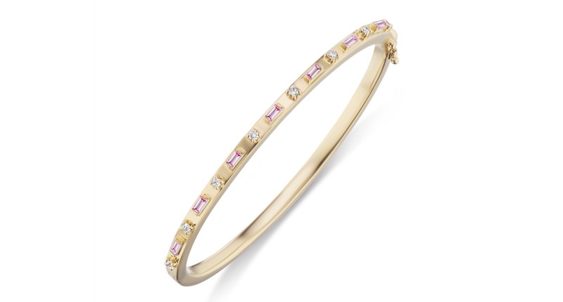 “Tarot Baguette Bangle” in 18-karat yellow gold with pink sapphires and diamonds ($3,900) “Tarot Baguette Bangle” in 18-karat yellow gold with pink sapphires and diamonds ($3,900)