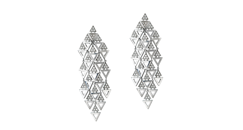 Triangle Chandelier Earrings in 14-karat white gold with white diamonds ($11,920) Triangle Chandelier Earrings in 14-karat white gold with white diamonds ($11,920)