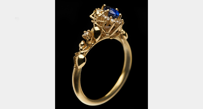“In my ‘Thieves’ collection, which I am showing at Rock Vault, traditional forms are given a surreal twist, as tiny criminal golden ants threaten to dismantle the jewelry and run away with the gems,” Frances Wadsworth Jones said. “In my ‘Thieves’ collection, which I am showing at Rock Vault, traditional forms are given a surreal twist, as tiny criminal golden ants threaten to dismantle the jewelry and run away with the gems,” Frances Wadsworth Jones said.