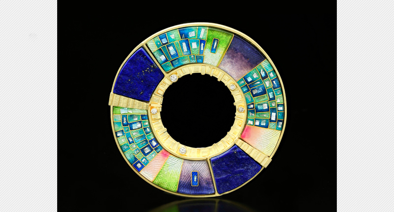 2016 Enamel Category Second Place Winner: “Orbit #2 Pin/Pendant” by Amy Roper Lyons. 2016 Enamel Category Second Place Winner: “Orbit #2 Pin/Pendant” by Amy Roper Lyons.