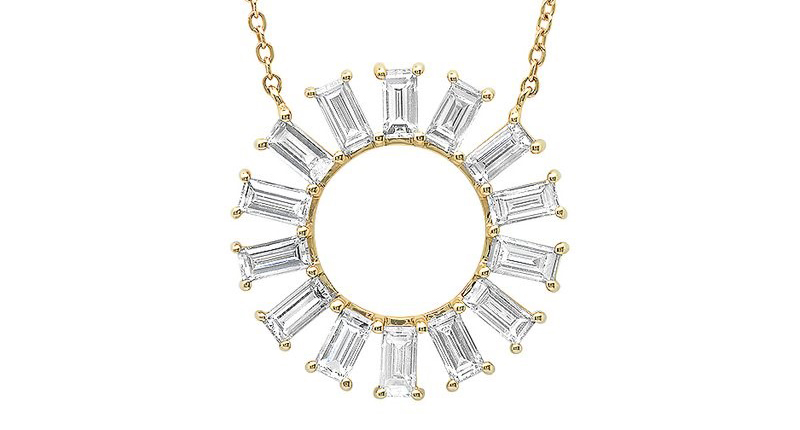 <a href="https://eriness.com/collections/necklaces-1/products/diamond-baguette-flower-necklace" target="_blank" rel="noopener">Eriness</a> diamond baguette flower necklace set in 14-karat yellow gold ($6,295)