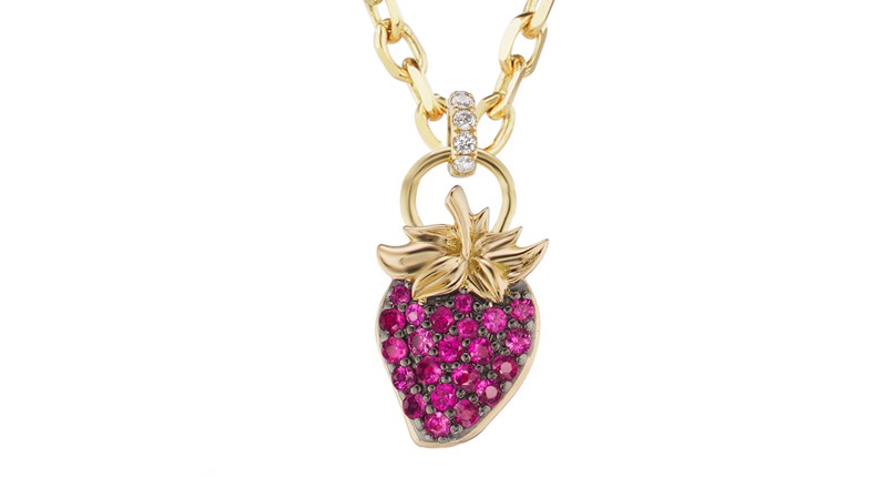 Pink sapphire Fragola pendant with diamond bail ($1,300) Pink sapphire Fragola pendant with diamond bail ($1,300)