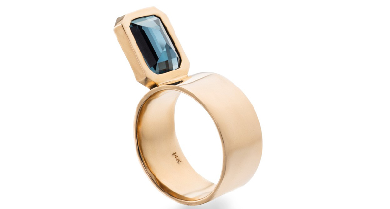 Perched ring in 14-karat yellow gold with London blue topaz ($2,400) Perched ring in 14-karat yellow gold with London blue topaz ($2,400)