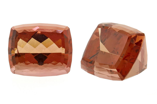John Dyer’s 21.96-carat multi-faceted cushion-cut Imperial topaz won first place in the All Other Faceted category. John Dyer’s 21.96-carat multi-faceted cushion-cut Imperial topaz won first place in the All Other Faceted category.