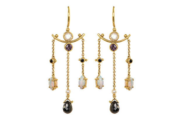 The 18-karat Good & Evil earrings feature opals, moonstones, color-change garnets, pearls and black diamonds ($1,700). The 18-karat Good & Evil earrings feature opals, moonstones, color-change garnets, pearls and black diamonds ($1,700).