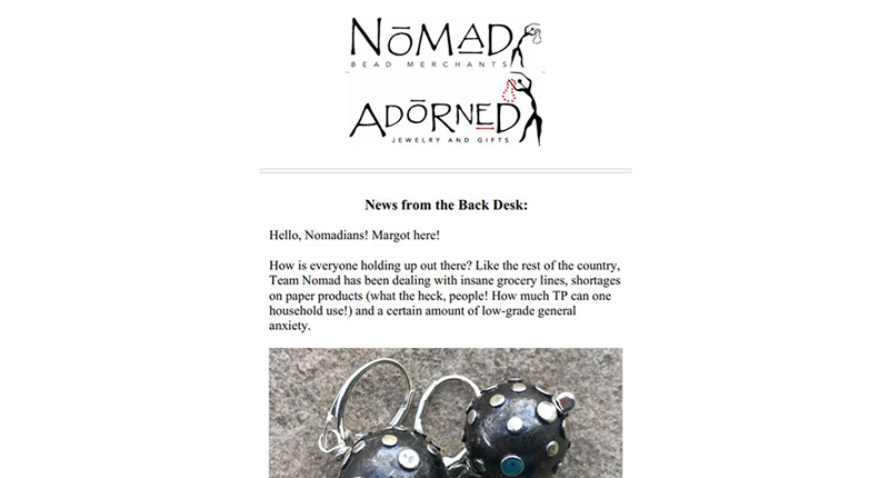 The monthly newsletter from Nomad Bead Merchants The monthly newsletter from Nomad Bead Merchants