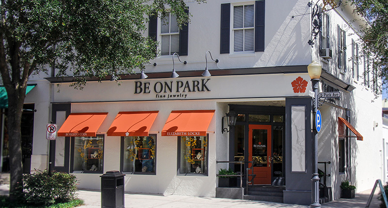 The exterior of Winter Park, Florida jewelry store Be On Park. Co-owner Matina Williams says her store loves co-op dollars, is OK with carrying designers who also sell direct to consumers and has a memo system that works for it. The exterior of Winter Park, Florida jewelry store Be On Park. Co-owner Matina Williams says her store loves co-op dollars, is OK with carrying designers who also sell direct to consumers and has a memo system that works for it.