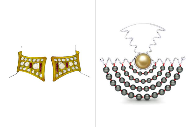 The Fashion Award, given to the modern, fresh design that could be seen on a Paris runway, was given to two different contestants. At left is Mary Feliciano of Union City, N.J.’s “Josie” piece, and at right are the “Spiral Revolution Earrings” by Geoffrey Middle of Leicestershire, England. The Fashion Award, given to the modern, fresh design that could be seen on a Paris runway, was given to two different contestants. At left is Mary Feliciano of Union City, N.J.’s “Josie” piece, and at right are the “Spiral Revolution Earrings” by Geoffrey Middle of Leicestershire, England.