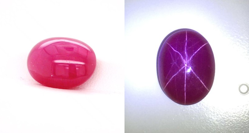 <strong>Phenomenal.</strong> David Nassi of 100% Natural Ltd.’s 16.06-carat untreated Vietnamese star ruby cabochon, showing its phenomenal feature at right <strong>Phenomenal.</strong> David Nassi of 100% Natural Ltd.’s 16.06-carat untreated Vietnamese star ruby cabochon, showing its phenomenal feature at right
