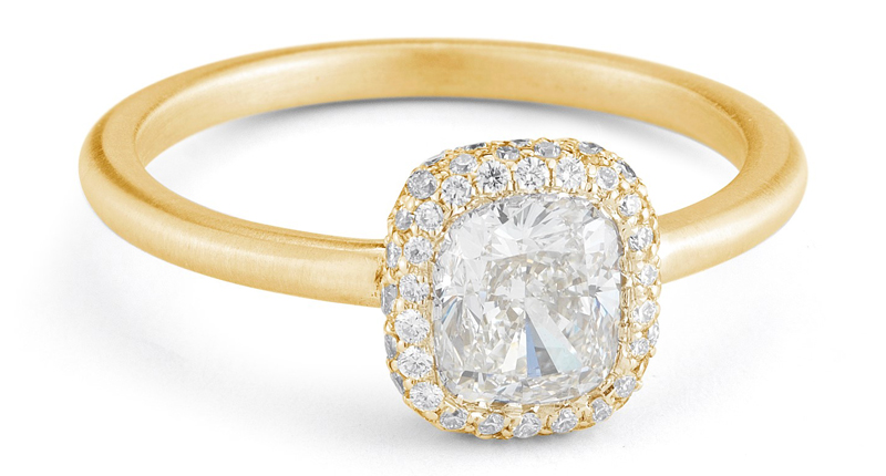 Like Markle's engagement ring, this style from romantic and modern designer Jade Trau also feature a cushion-shaped diamond, but with a unique pave diamond bezel setting. Trau designs the piece in yellow, rose or white gold, as well as in platinum. The style starts at $4,700 for a 14-karat gold version. Like Markle's engagement ring, this style from romantic and modern designer Jade Trau also feature a cushion-shaped diamond, but with a unique pave diamond bezel setting. Trau designs the piece in yellow, rose or white gold, as well as in platinum. The style starts at $4,700 for a 14-karat gold version.