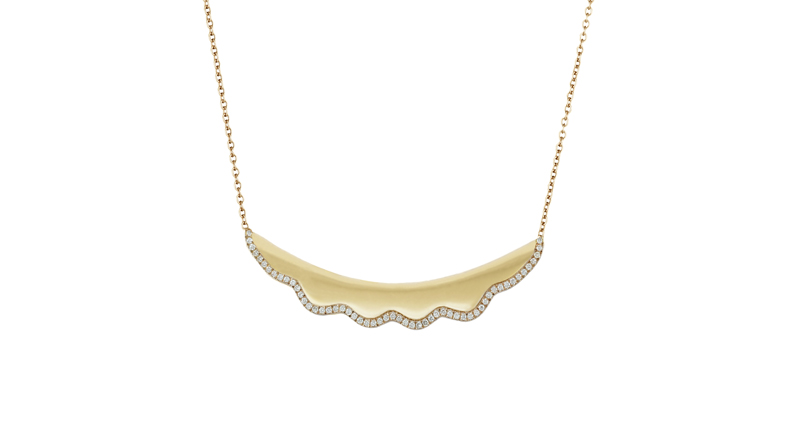 Ilana Ariel’s Jumbo Crescent necklace in 18-karat yellow gold with white diamond pavé ($3,000)