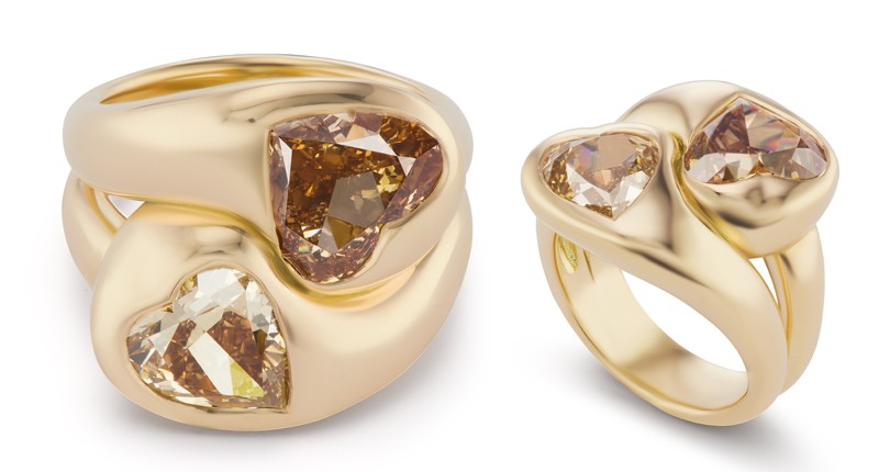 <p>18-karat yellow gold “Knot Ring” with champagne diamonds ($38,000)</p>