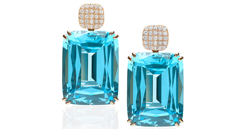 <a href="http://www.goshwara.com" target="_blank" rel="noopener">Goshwara</a> Gossip collection blue topaz cushion earrings with diamond motif in 18-karat yellow gold ($4,900) <a href="http://www.goshwara.com" target="_blank" rel="noopener">Goshwara</a> Gossip collection blue topaz cushion earrings with diamond motif in 18-karat yellow gold ($4,900)